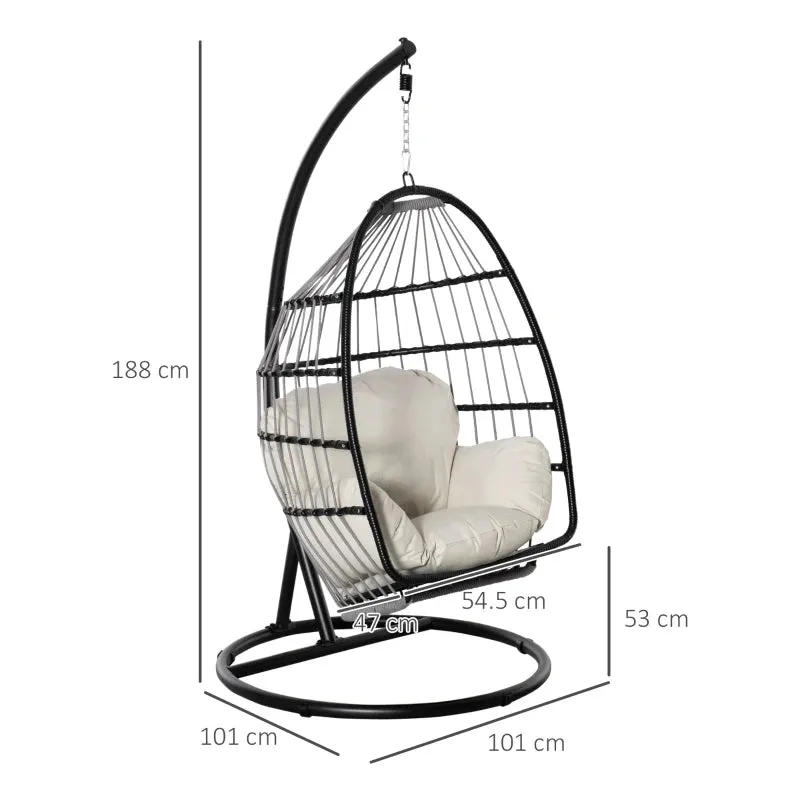 Outsunny Rattan Hanging Egg Chair Black