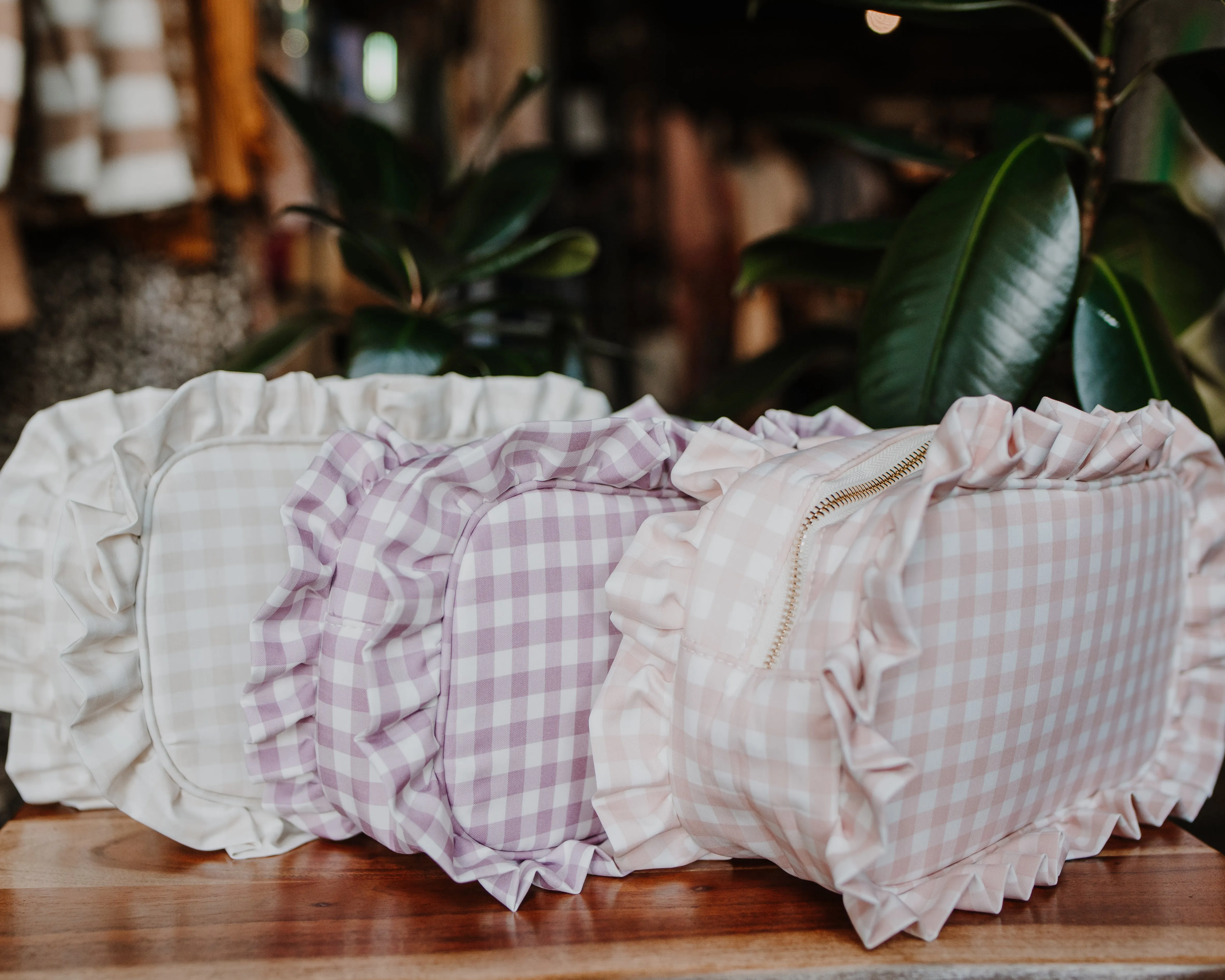 Purple Check Ruffle Bag