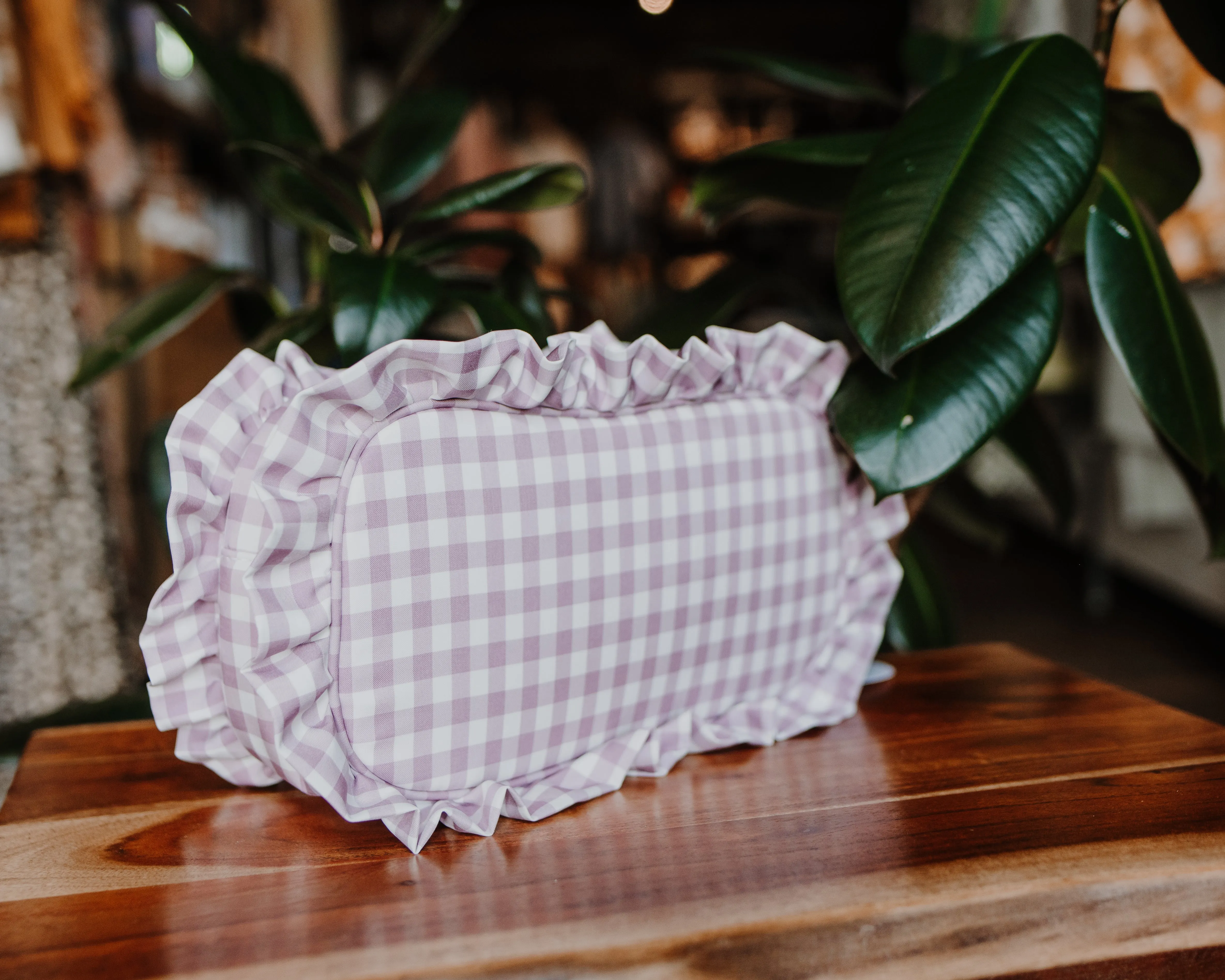 Purple Check Ruffle Bag