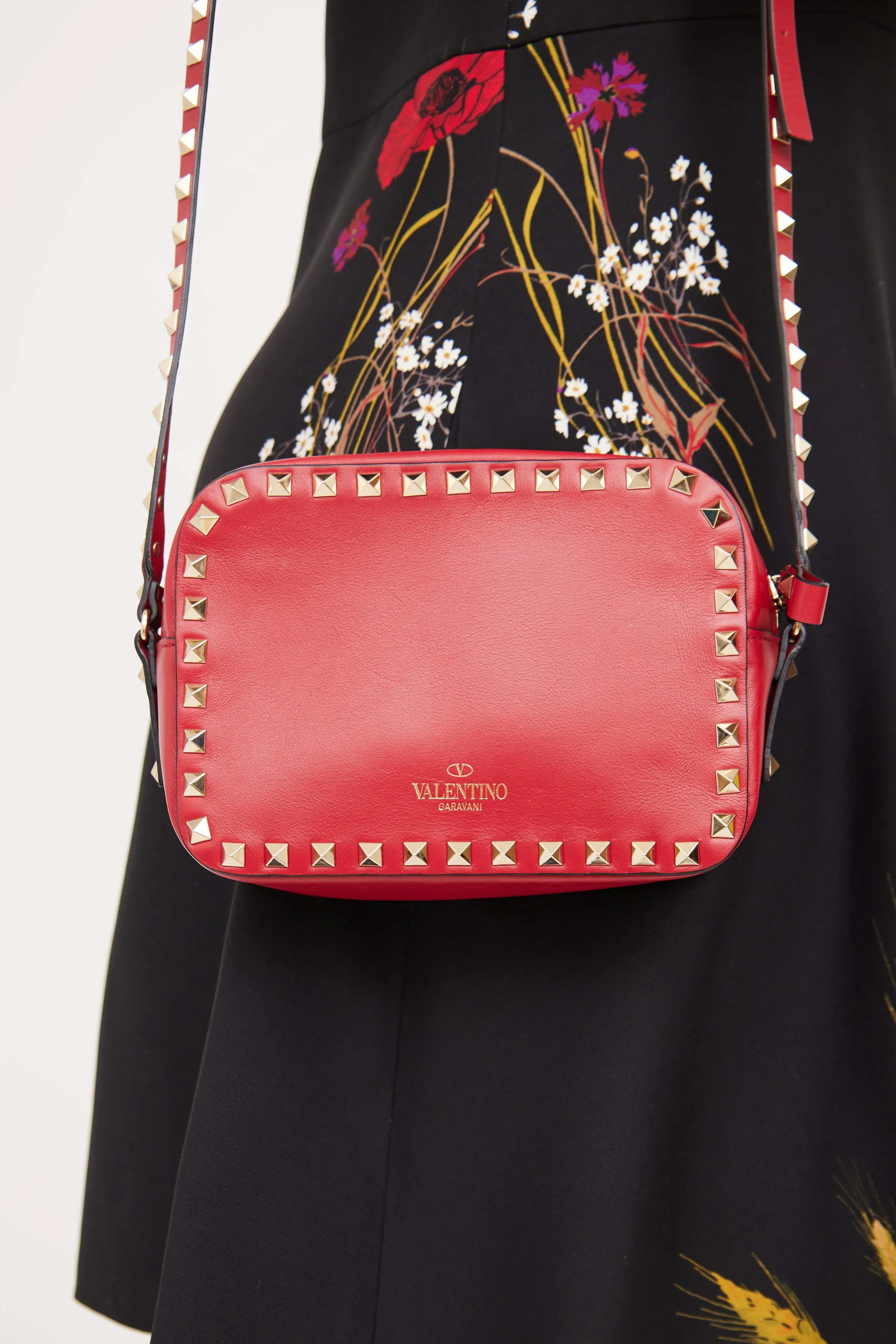 Red Rockstud Camera Bag