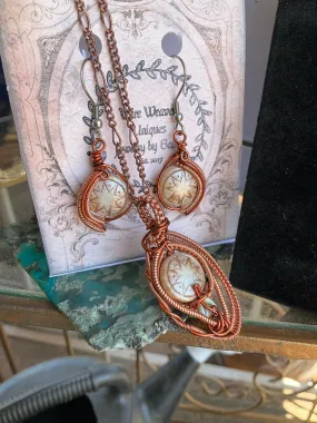 Wire Wrap Jewelry Set, Czech Glass, WireWeavedUniques