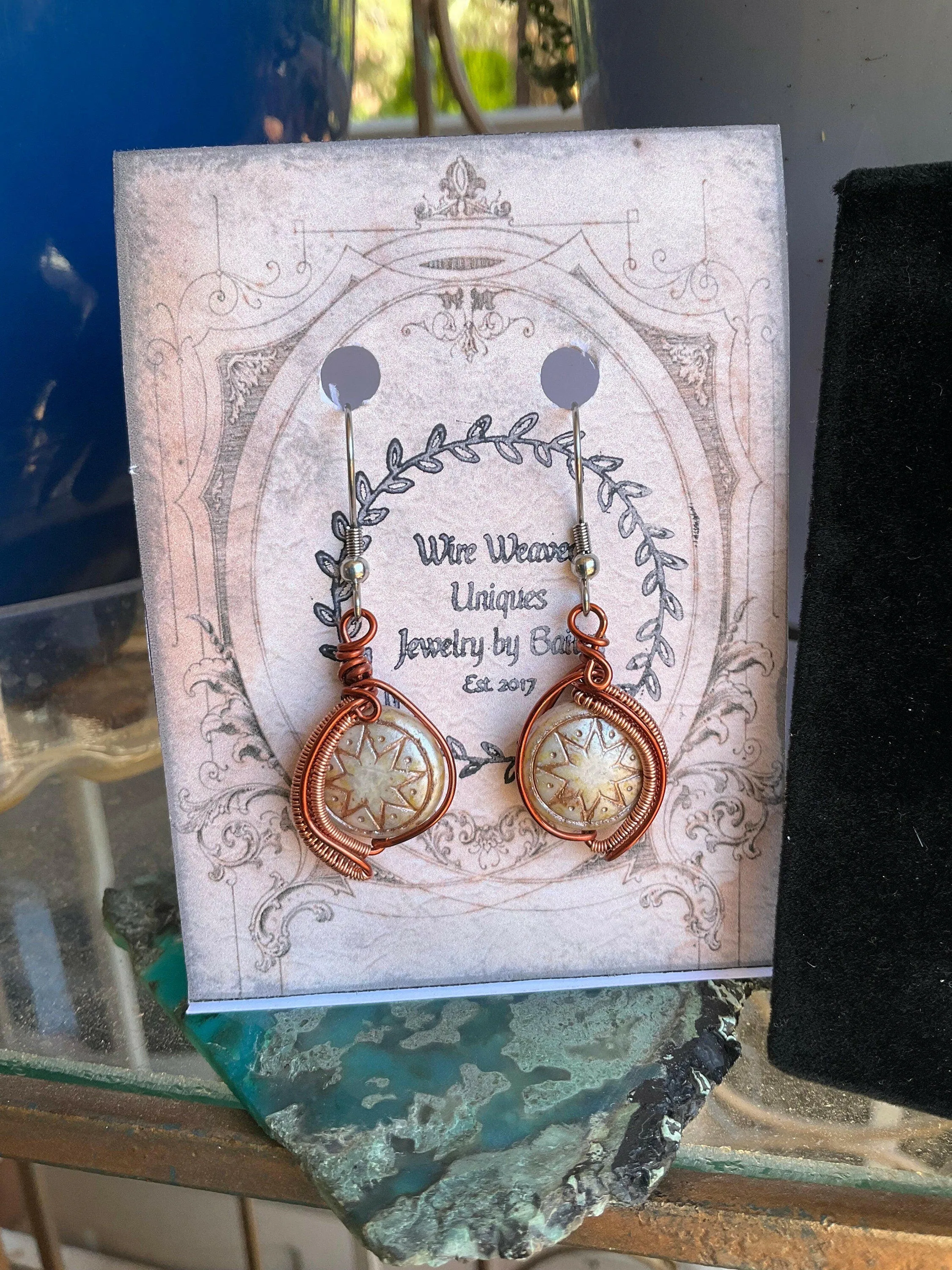 Wire Wrap Jewelry Set, Czech Glass, WireWeavedUniques