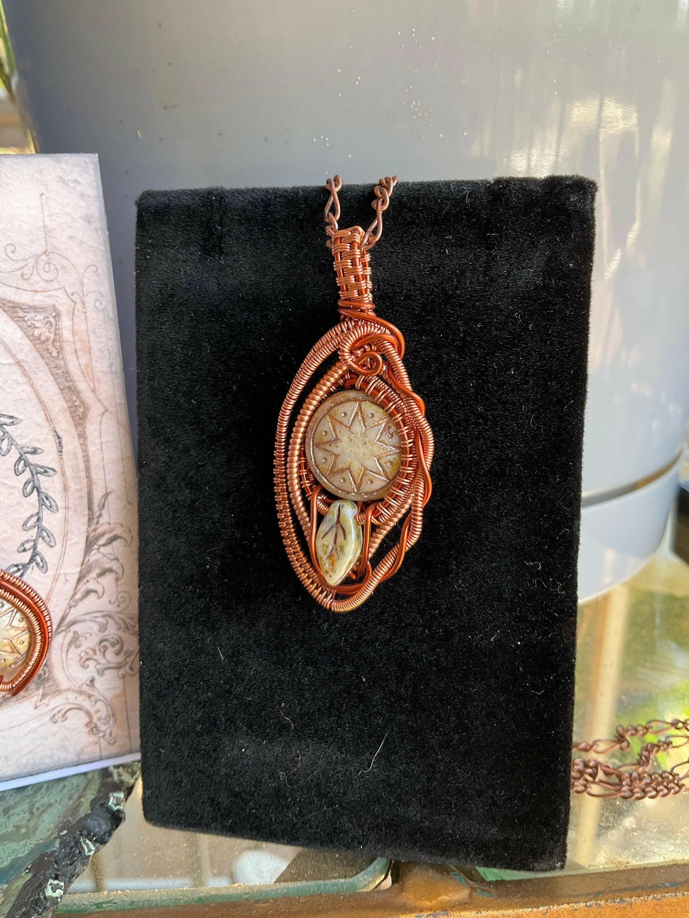 Wire Wrap Jewelry Set, Czech Glass, WireWeavedUniques