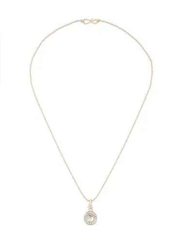ZAVERI PEARLS Rose Gold Contemporary Austrian Diamond Embellished Round Shape Pendant & Chain For Women-ZPFK16813